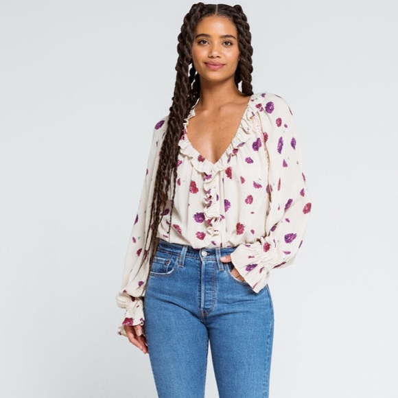 NWT Free People Poppy Printed Bodysuit - Picture 6 of 9